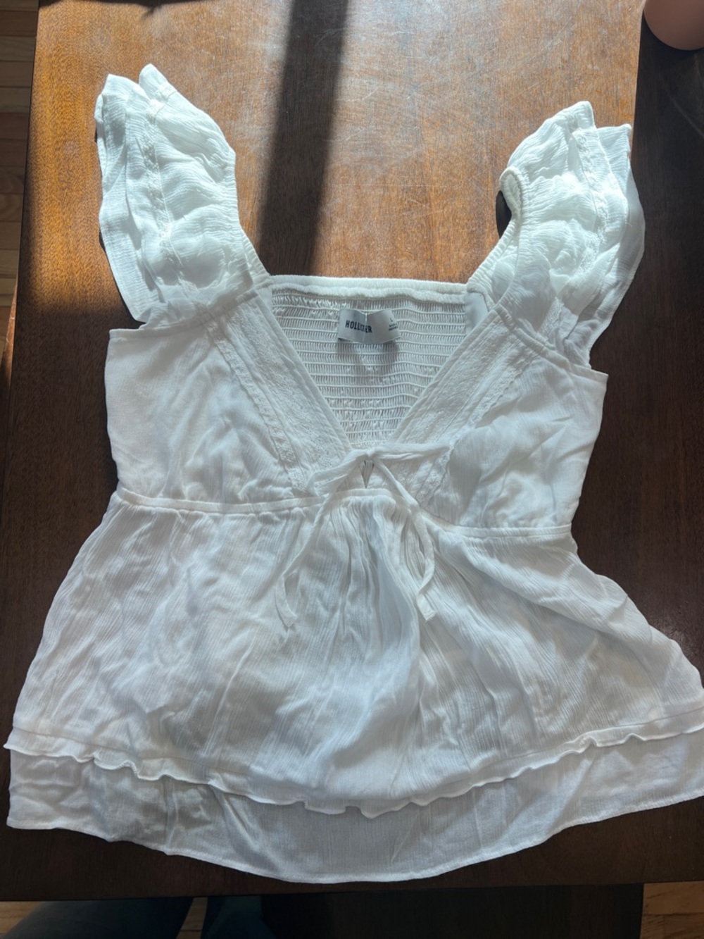 Hollister White Ruffled Tie-Front Camisole